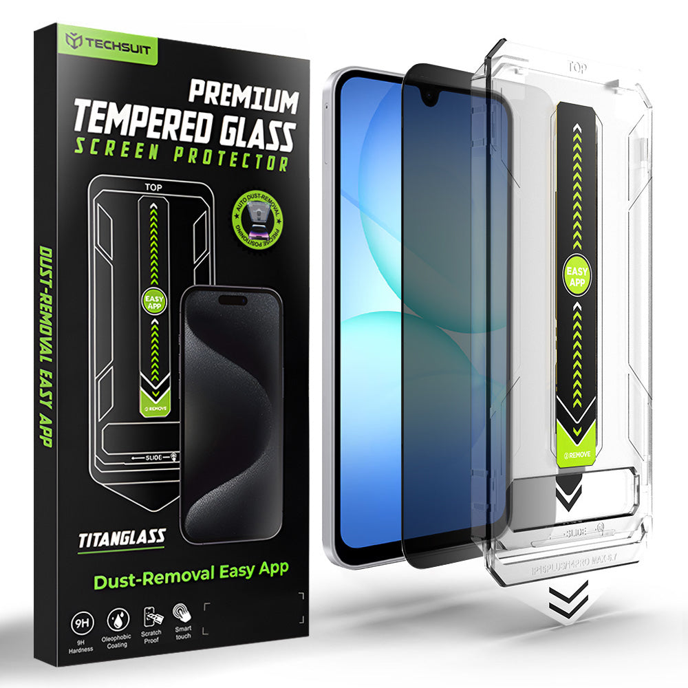 Privacy-skjermbeskyttelse Techsuit TitanGlass CrystalHD for Samsung Galaxy A17 5G / A16 5G A166, Herdet glass, Full lim