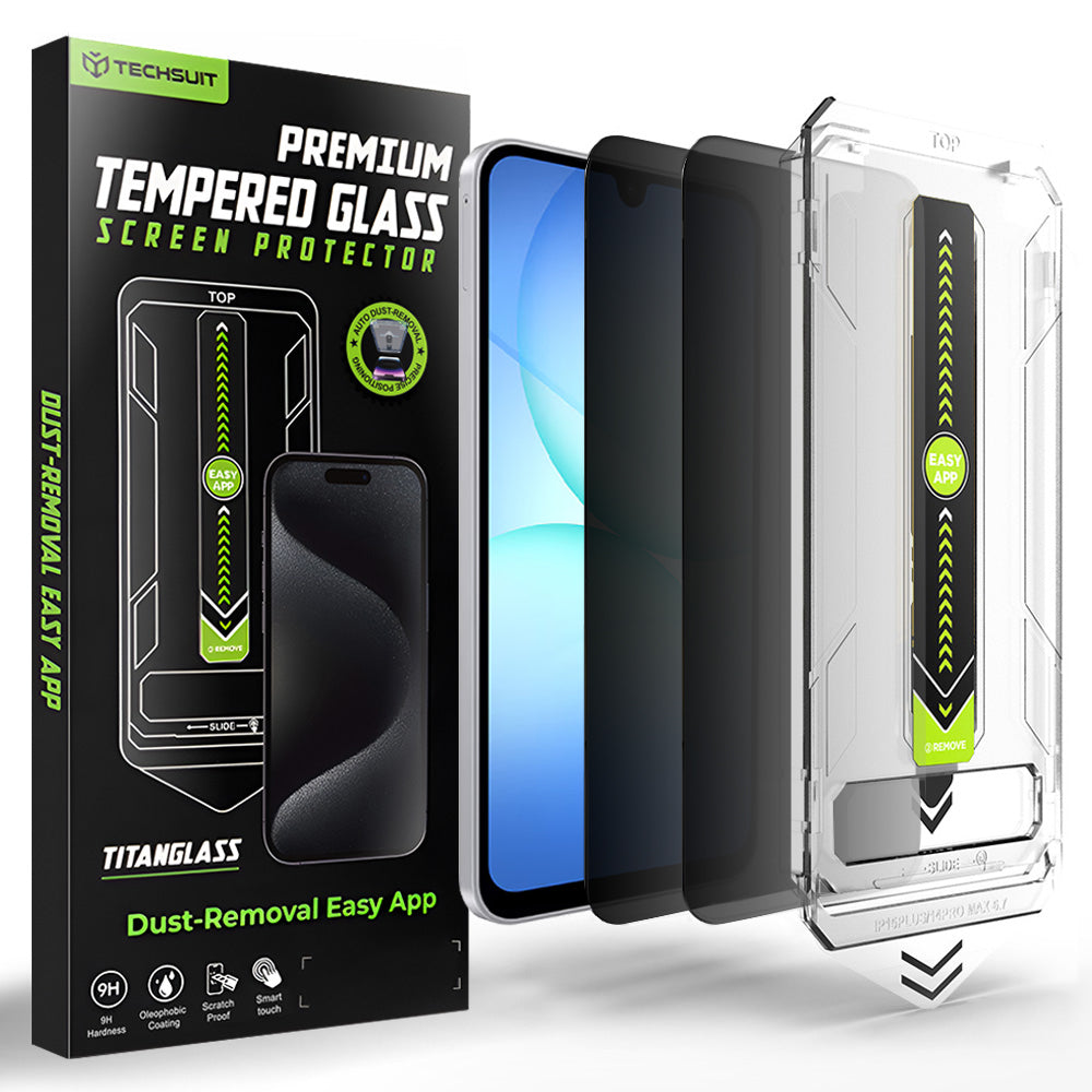 Privacy-skjermbeskyttelse Techsuit TitanGlass CrystalHD for Samsung Galaxy A17 5G / A16 5G A166, Herdet glass, Full lim, Sett med 2 stk