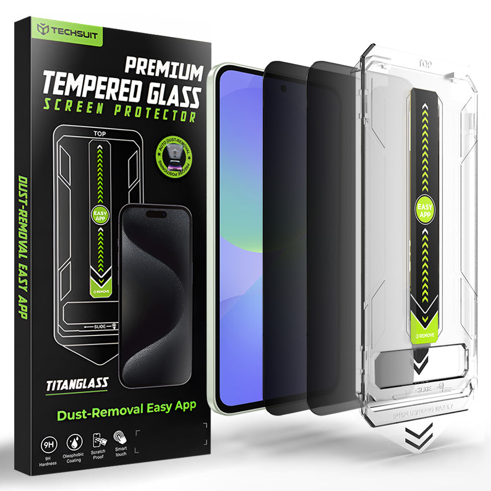 Privacy Techsuit TitanGlass CrystalHD skjermbeskyttelse for Samsung Galaxy A37 5G / A36 A366, Herdet glass, Full lim, Sett med 2 stk