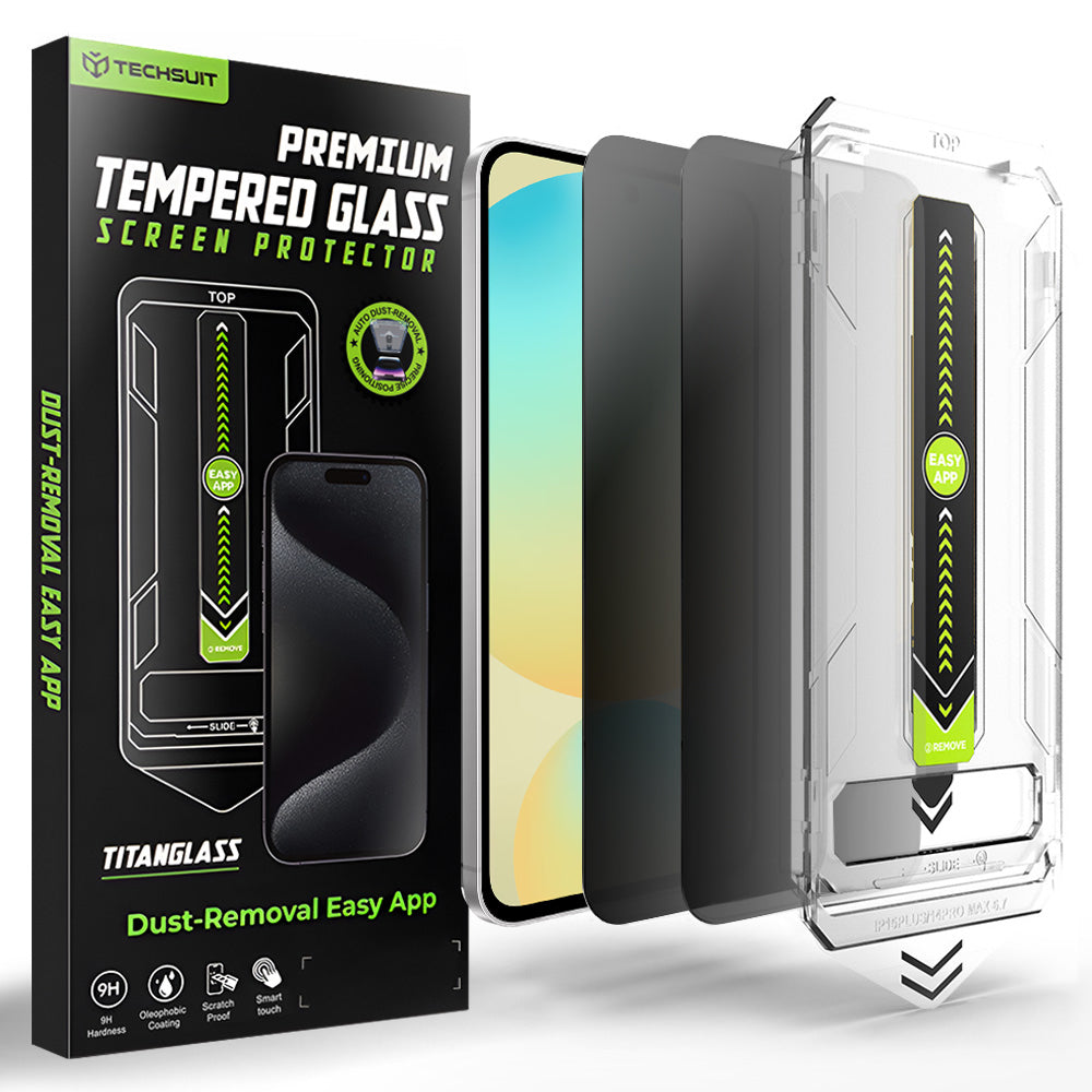 Privacy-skjermbeskyttelse Techsuit TitanGlass CrystalHD for Samsung Galaxy S24 FE S721, Herdet glass, Full lim, Sett med 2 stk
