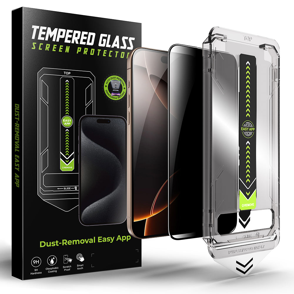 Privacy Techsuit TitanGlass skjermbeskyttelse for Apple iPhone 14 Pro Max, Herdet glass, Full lim