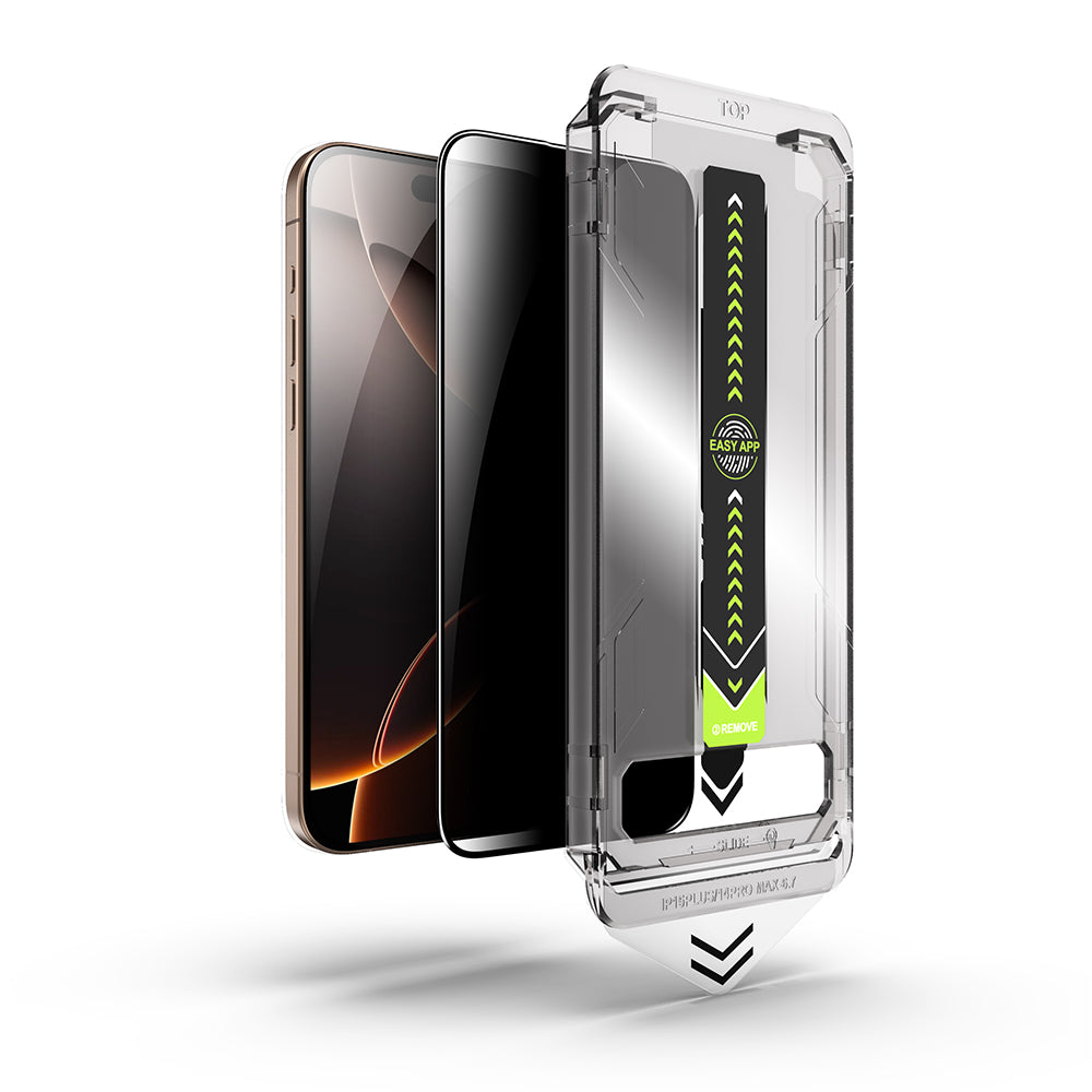 Privacy Techsuit TitanGlass skjermbeskyttelse for Apple iPhone 15 Pro Max, Herdet glass, Full lim