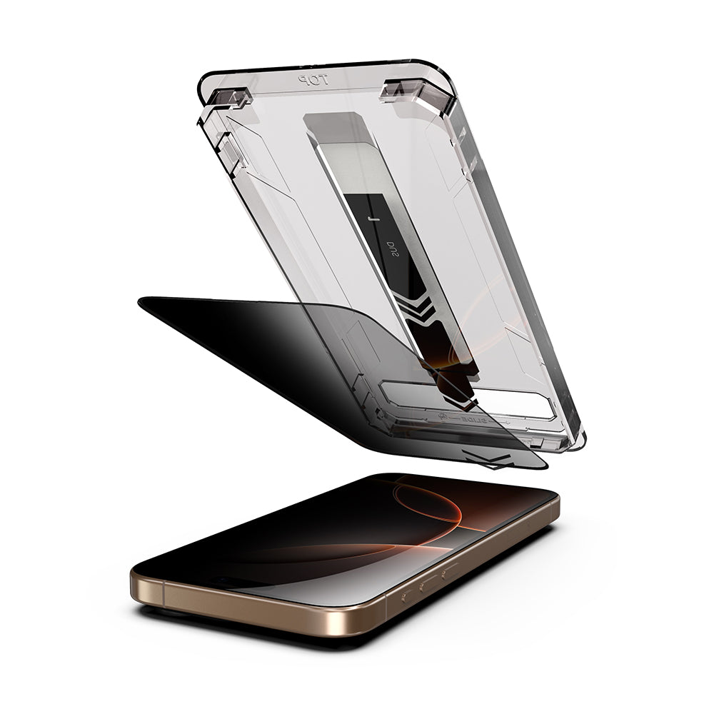 Skjermbeskytter Privacy Techsuit TitanGlass for Apple iPhone 17 / 16 Pro, Herdet Glass, Full Lim, Sett med 2 stykker