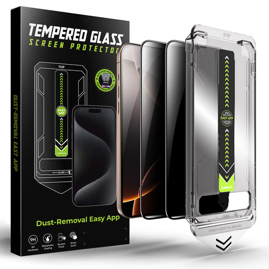 Skjermbeskytter Privacy Techsuit TitanGlass for Apple iPhone 17 Pro Max, Herdet Glass, Full Lim, Sett med 2 stykker