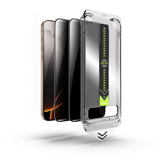 Skjermbeskytter Privacy Techsuit TitanGlass for Apple iPhone 17 Pro Max, Herdet Glass, Full Lim, Sett med 2 stykker