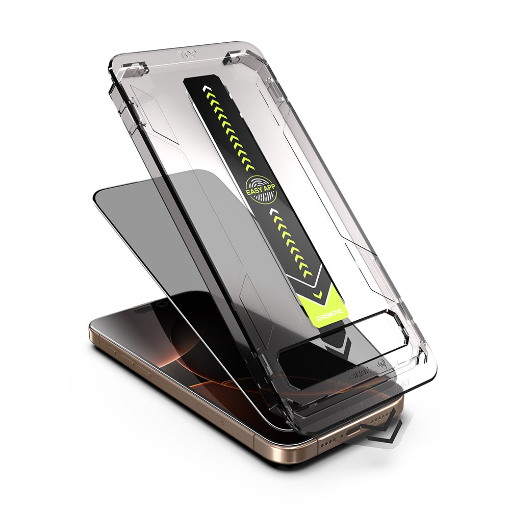 Skjermbeskytter Privacy Techsuit TitanGlass for Apple iPhone 17 Pro, Herdet Glass, Full Lim, Sett med 2 stykker