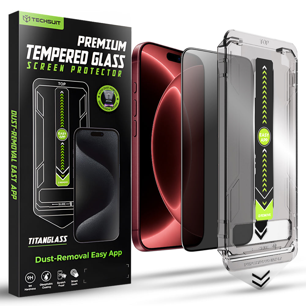 Privacy Techsuit TitanGlass skjermbeskyttelse for Apple iPhone 18 Pro Max, Herdet glass, Full lim