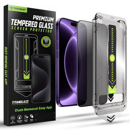 Privacy Techsuit TitanGlass skjermbeskyttelse for Apple iPhone 18 Pro, Herdet glass, Full lim