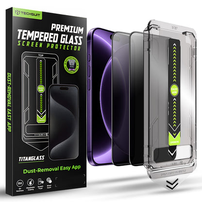 Privacy Techsuit TitanGlass skjermbeskyttelse for Apple iPhone 18 Pro, Herdet glass, Full lim, Sett med 2 stk