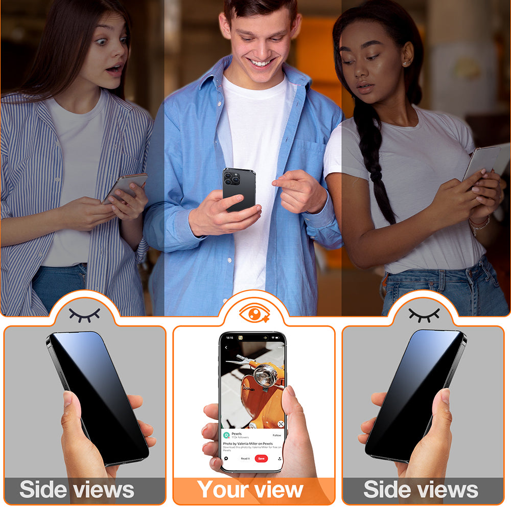 Skjermbeskytter Privacy Torras GlassGo Epic for Apple iPhone 15 Pro Max, Herdet Glass, Full Lim