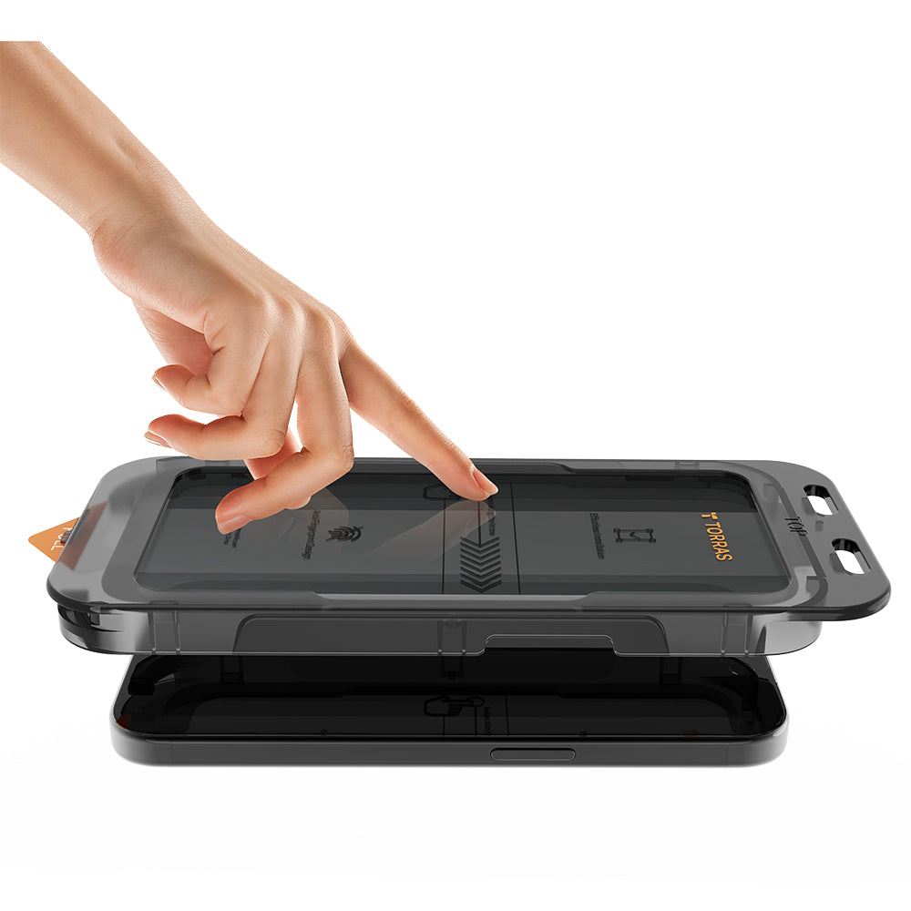 Skjermbeskyttelsesfolie Privacy Torras GlassGo Install Master for Apple iPhone 17 Air, Herdet Glass, Full Lim