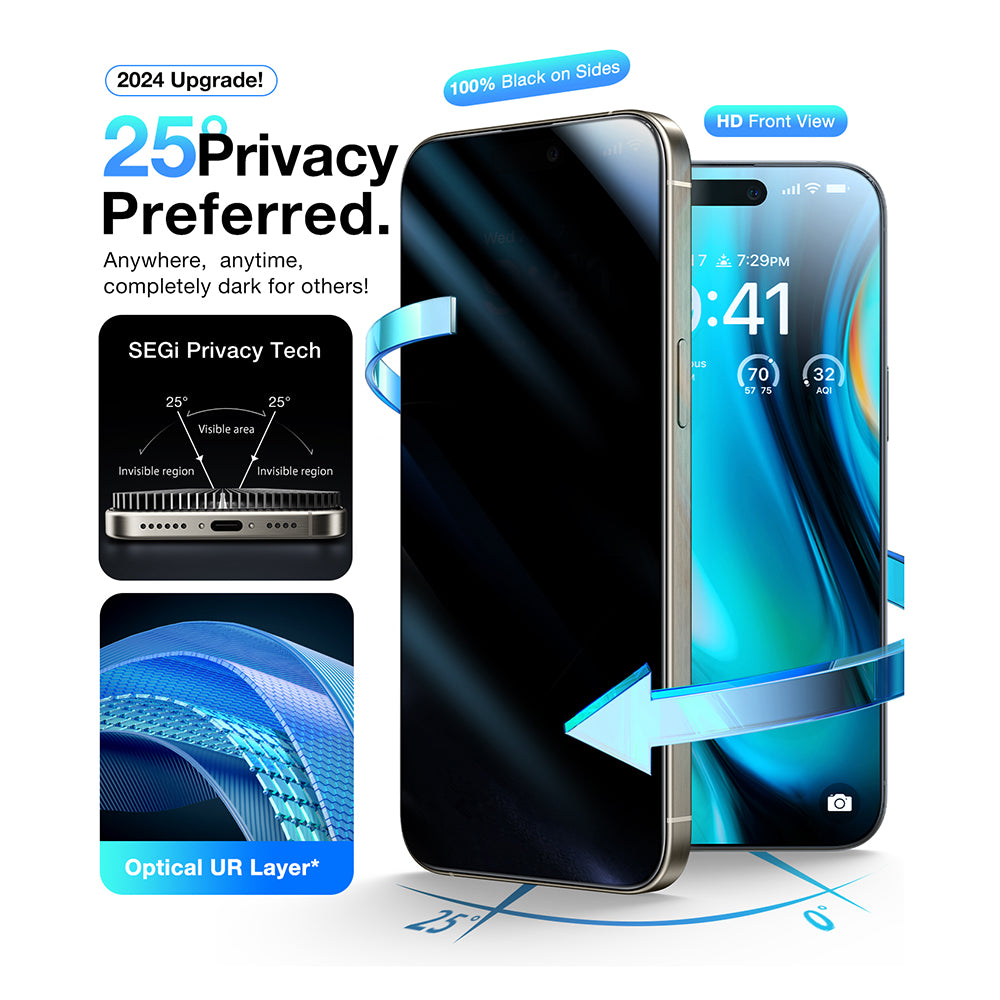 Skjermbeskyttelsesfolie Privacy Torras GlassGo Install Master for Apple iPhone 17 Air, Herdet Glass, Full Lim