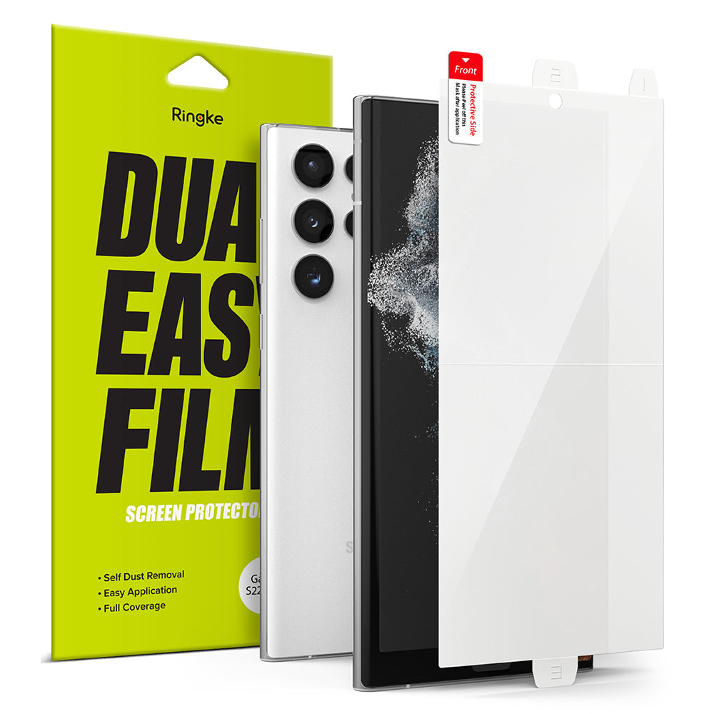 Skjermbeskyttelsesfolie Ringke Dual Easy for Samsung Galaxy S22 Ultra 5G S908, Plast, Sett med 2 stykker