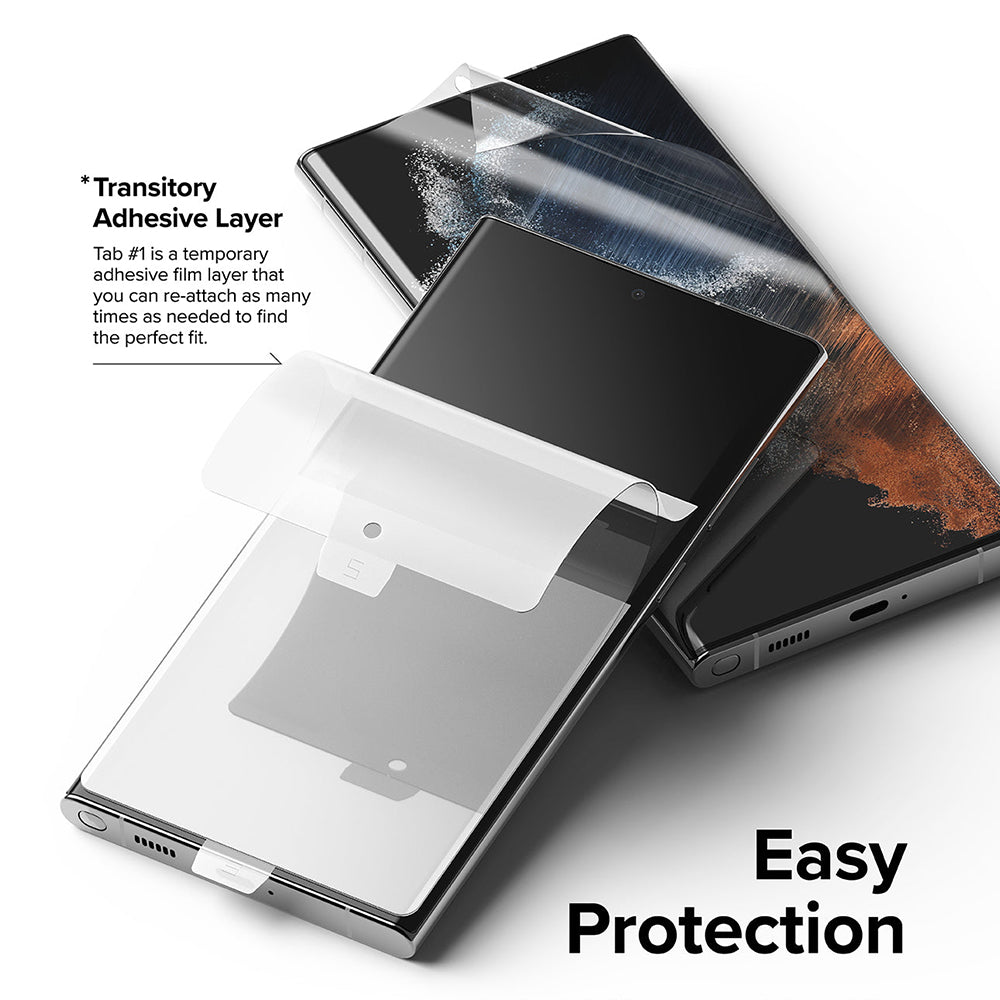 Skjermbeskyttelsesfolie Ringke Dual Easy for Samsung Galaxy S22 Ultra 5G S908, Plast, Sett med 2 stykker