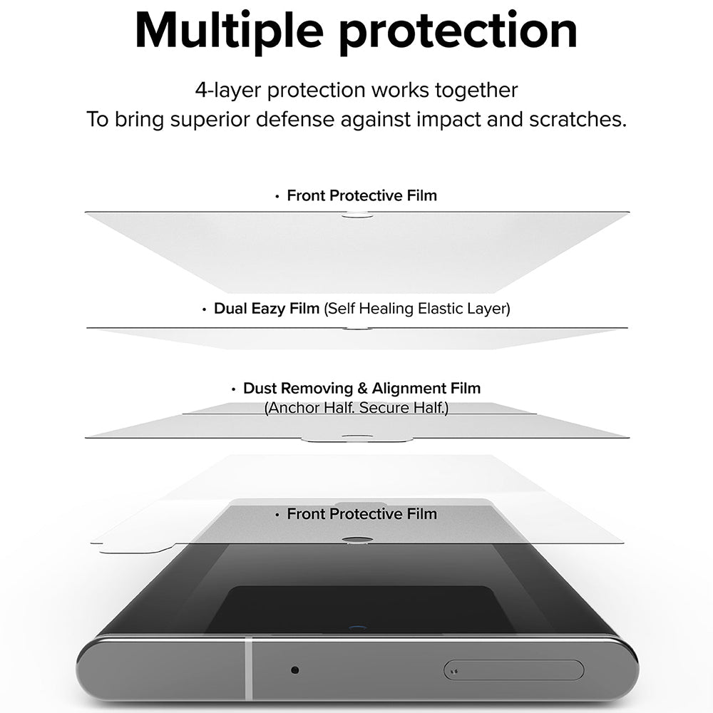 Skjermbeskyttelsesfolie Ringke Dual Easy for Samsung Galaxy S22 Ultra 5G S908, Plast, Sett med 2 stykker