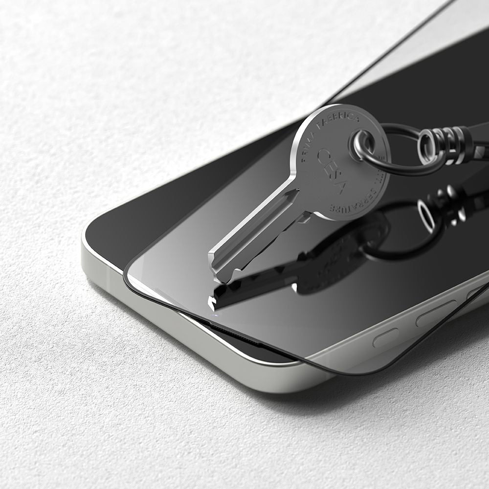 Ringke Easy Slide skjermbeskyttelse for Apple iPhone 17e / 16e / 14 / 13 Pro, Herdet glass, Full lim, Sett med 2 stk, Svart