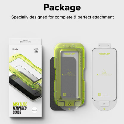 Ringke Easy Slide skjermbeskyttelse for Apple iPhone 17 Pro Max, Herdet glass, Full lim, Sett med 2 stk