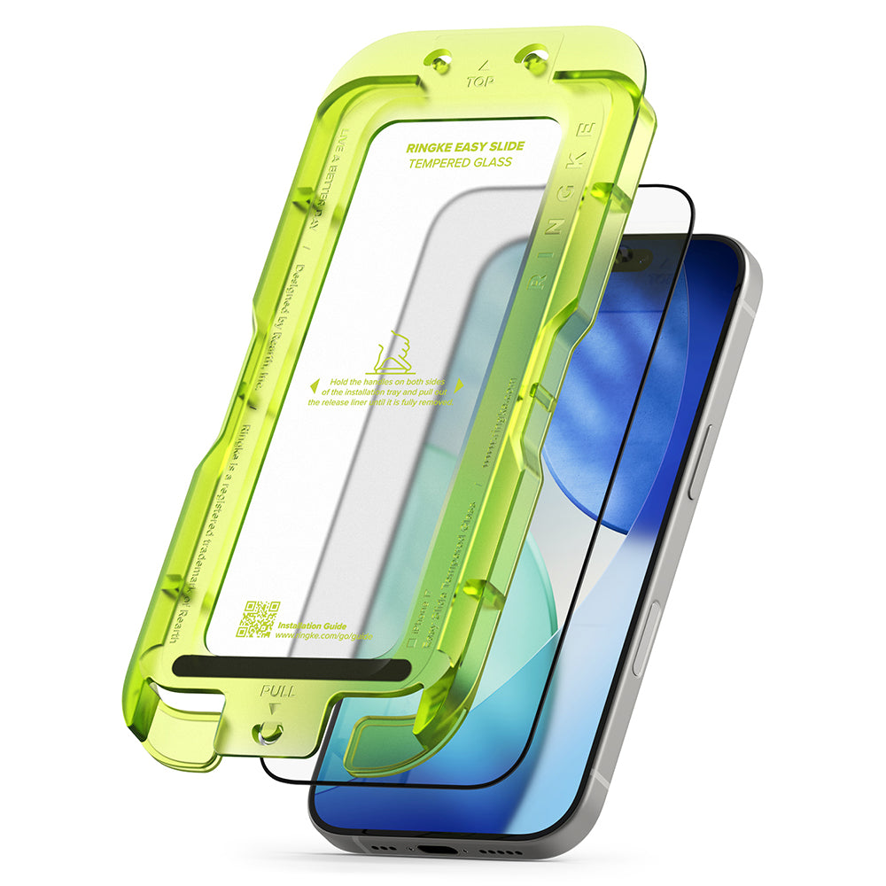 Ringke Easy Slide skjermbeskyttelse for Apple iPhone 17, Herdet glass, Full lim, Sett med 2 stk