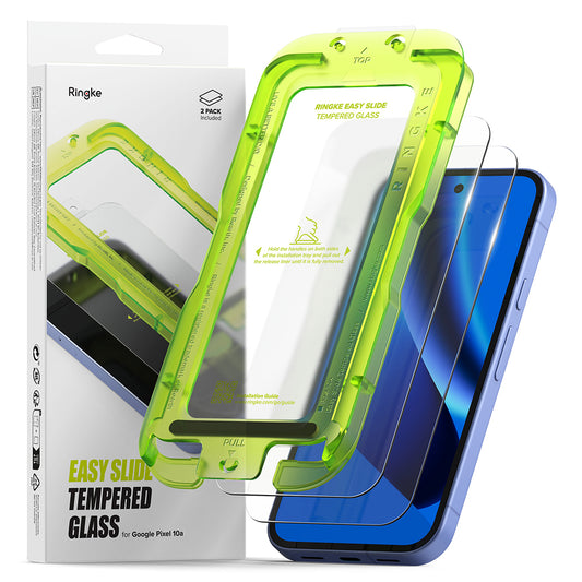 Ringke Easy Slide skjermbeskyttelse for Google Pixel 10a, Herdet glass, Full lim, Sett med 2 stk