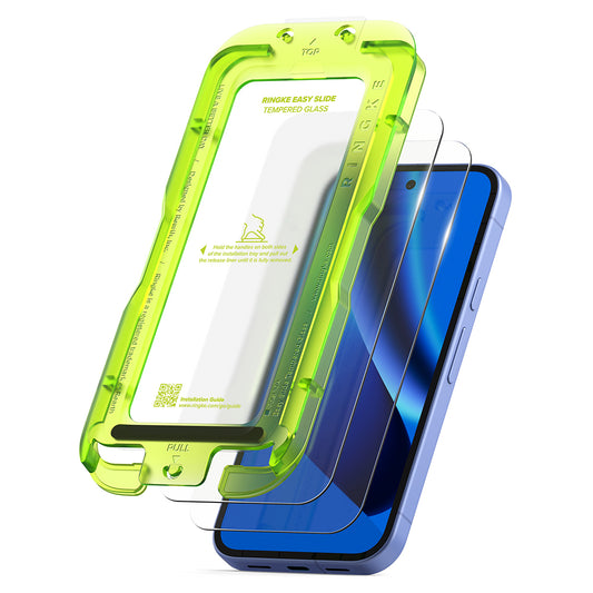 Ringke Easy Slide skjermbeskyttelse for Google Pixel 10a, Herdet glass, Full lim, Sett med 2 stk