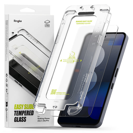 Ringke Easy Slide skjermbeskyttelse for Nothing Phone (3a) / Phone (3a) Pro, Herdet glass, Full lim, Sett med 2 stk