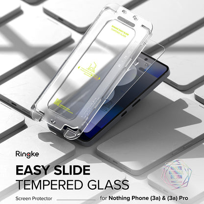 Ringke Easy Slide skjermbeskyttelse for Nothing Phone (3a) / Phone (3a) Pro, Herdet glass, Full lim, Sett med 2 stk