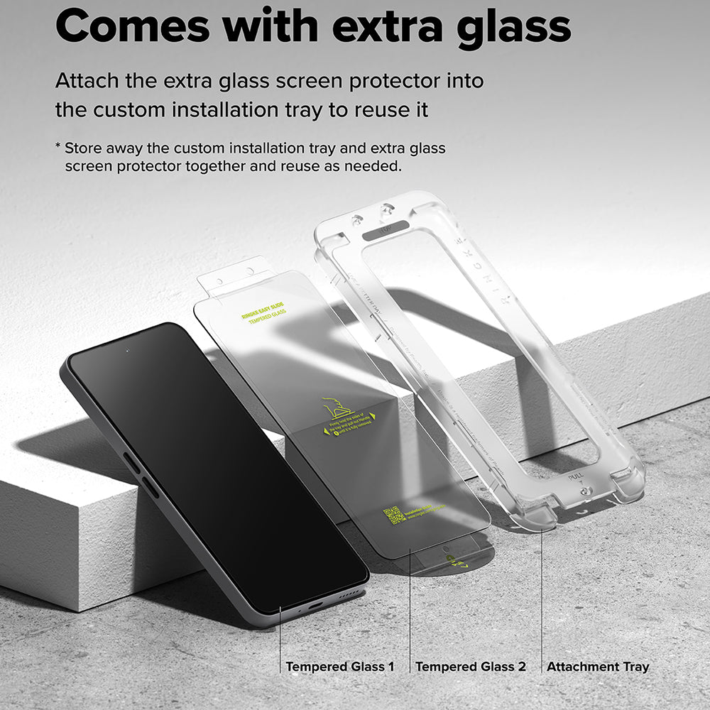 Ringke Easy Slide skjermbeskyttelse for Nothing Phone (3a) / Phone (3a) Pro, Herdet glass, Full lim, Sett med 2 stk