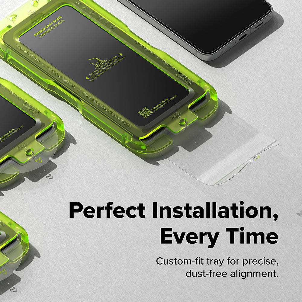 Skjermbeskytter Ringke Easy Slide for Samsung Galaxy A57 5G, Herdet glass, Full lim, Sett med 2 stykker