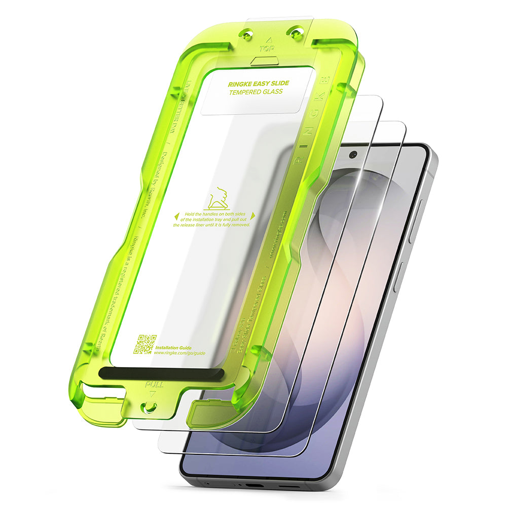 Skjermbeskytter Ringke Easy Slide for Samsung Galaxy S26 S942, Herdet glass, Full lim, Sett med 2 stykker