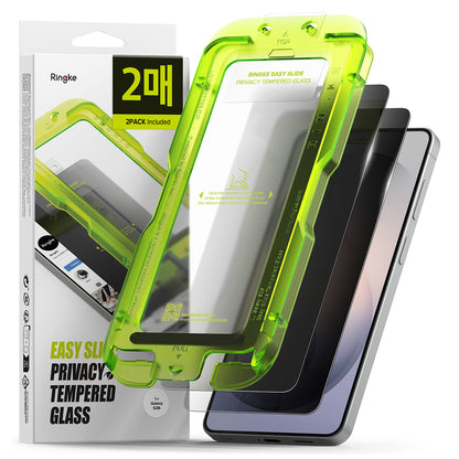 Skjermbeskytter Ringke Easy Slide for Samsung Galaxy S26 S942, Herdet glass, Full lim, Sett med 2 stykker, Svart