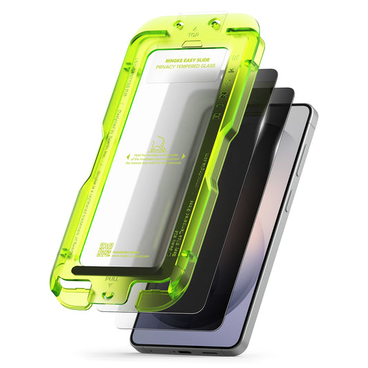 Skjermbeskytter Ringke Easy Slide for Samsung Galaxy S26, Herdet glass, Full lim, Sett med 2 stykker, Svart