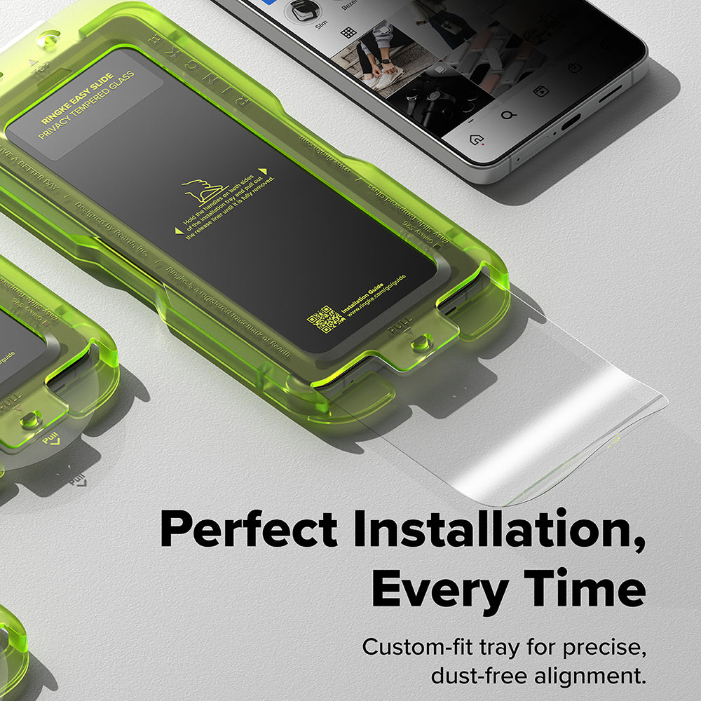 Skjermbeskytter Ringke Easy Slide for Samsung Galaxy S26 S942, Herdet glass, Full lim, Sett med 2 stykker, Svart