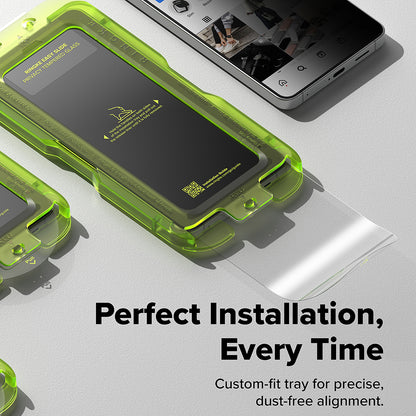 Skjermbeskytter Ringke Easy Slide for Samsung Galaxy S26 S942, Herdet glass, Full lim, Sett med 2 stykker, Svart