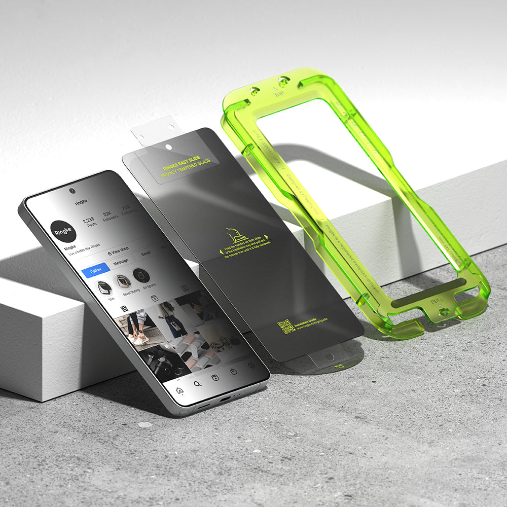 Skjermbeskytter Ringke Easy Slide for Samsung Galaxy S26 Ultra S948, Herdet glass, Full lim, Sett med 2 stykker, Svart