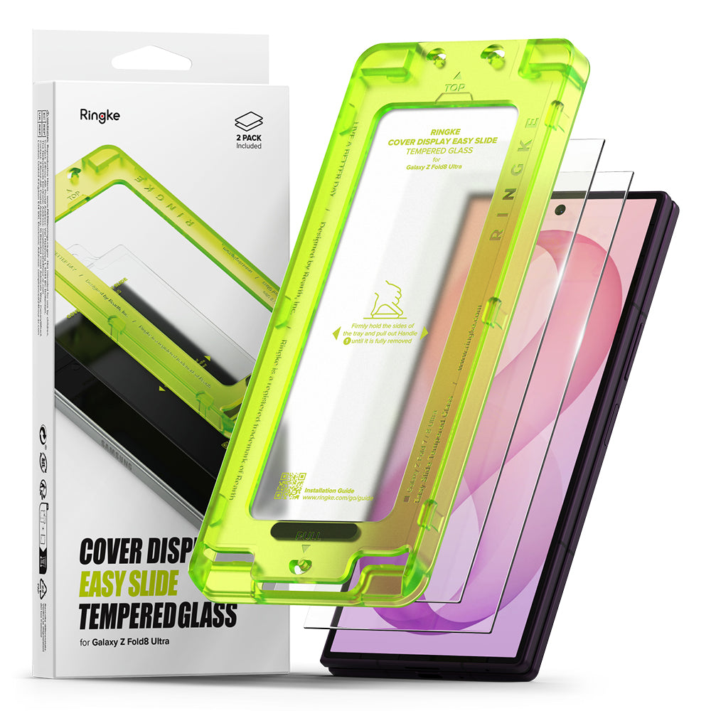 Ringke Easy Slide skjermbeskyttelse for Samsung Galaxy Z Fold8 Ultra F976, Herdet glass, Full lim, Sett med 2 stk