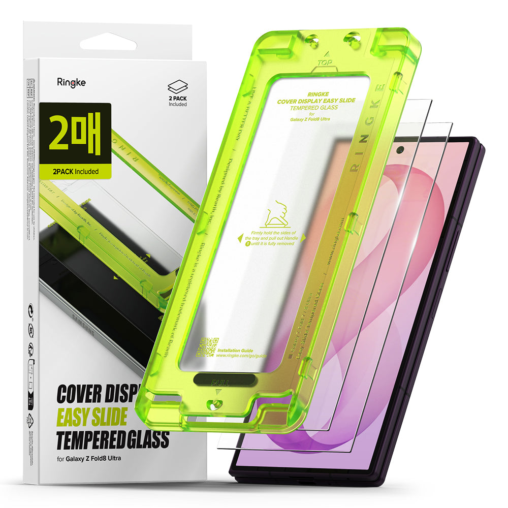 Ringke Easy Slide skjermbeskyttelse for Samsung Galaxy Z Fold8 Ultra F976, Herdet glass, Full lim, Sett med 2 stk