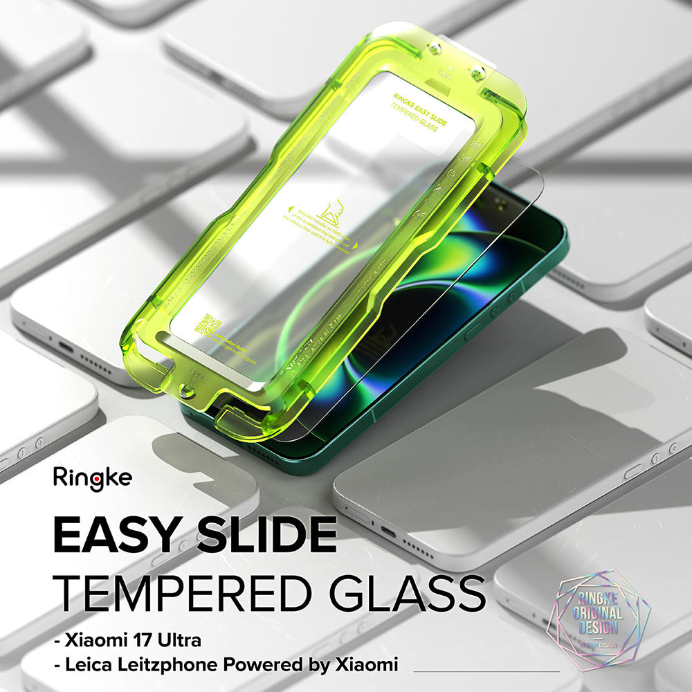 Ringke Easy Slide skjermbeskyttelse for Xiaomi 17 Ultra, Herdet glass, Full lim, Sett med 2 stk
