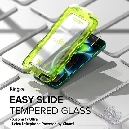 Ringke Easy Slide skjermbeskyttelse for Xiaomi 17 Ultra, Herdet glass, Full lim, Sett med 2 stk