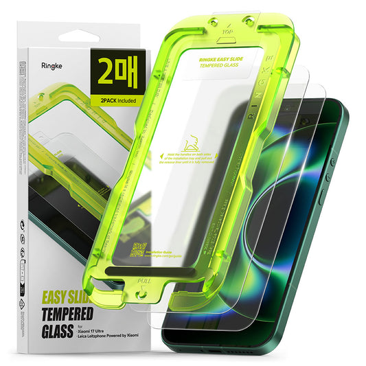 Ringke Easy Slide skjermbeskyttelse for Xiaomi 17 Ultra, Herdet glass, Full lim, Sett med 2 stk