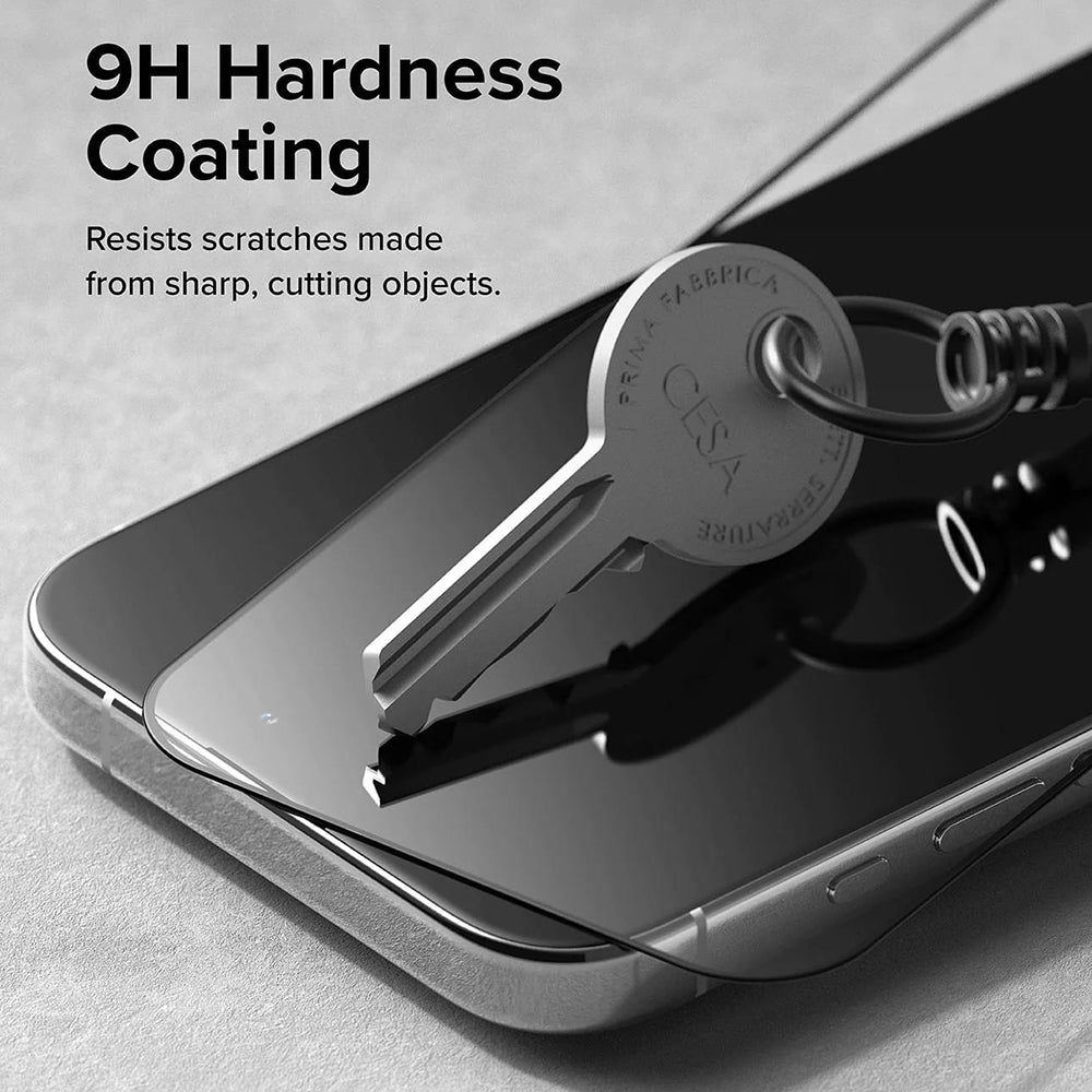Ringke skjermbeskyttelse for Apple iPhone 15 Pro Max, Herdet glass, Full lim, Svart