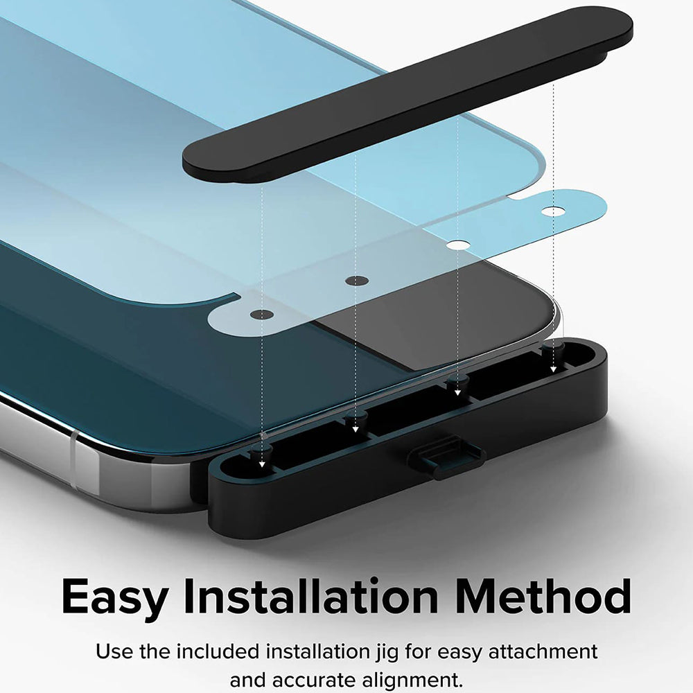 Ringke skjermbeskyttelse for Apple iPhone 15 Pro Max, Herdet glass, Full lim, Svart
