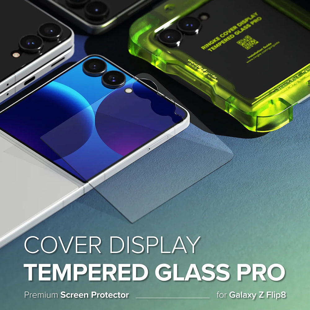 Ringke Pro skjermbeskyttelse for Samsung Galaxy Z Flip8 F776, Herdet glass, Full lim, Sett med 2 stk