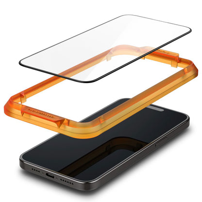 Skjermbeskytter Spigen GlastR Align Master for Apple iPhone 15 Plus, Herdet Glass, Full Lim, Sett med 2 stykker, Svart AGL06886