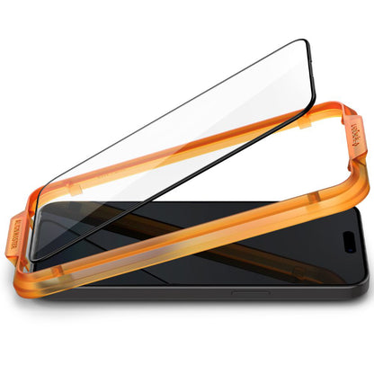 Skjermbeskytter Spigen GlastR Align Master for Apple iPhone 15 Plus, Herdet Glass, Full Lim, Sett med 2 stykker, Svart AGL06886