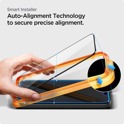 Skjermbeskytter Spigen GlastR Align Master for Apple iPhone 15 Plus, Herdet Glass, Full Lim, Sett med 2 stykker, Svart AGL06886