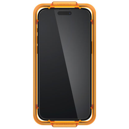 Skjermbeskytter Spigen GlastR Align Master for Apple iPhone 15, Herdet glass, Full lim, Sett med 2 stykker, Svart AGL06906