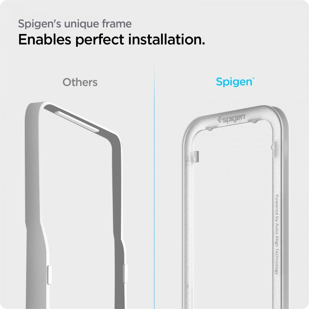Skjermbeskyttelsesfolie Spigen GlastR Align Master for Apple iPhone 17e / 16e / 14 / 13 Pro, Herdet Glass, Full Lim, Svart AGL03725