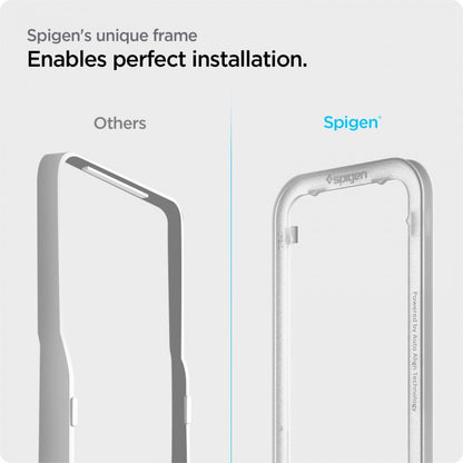 Skjermbeskyttelsesfolie Spigen GlastR Align Master for Apple iPhone 17e / 16e / 14 / 13 Pro, Herdet Glass, Full Lim, Svart AGL03725