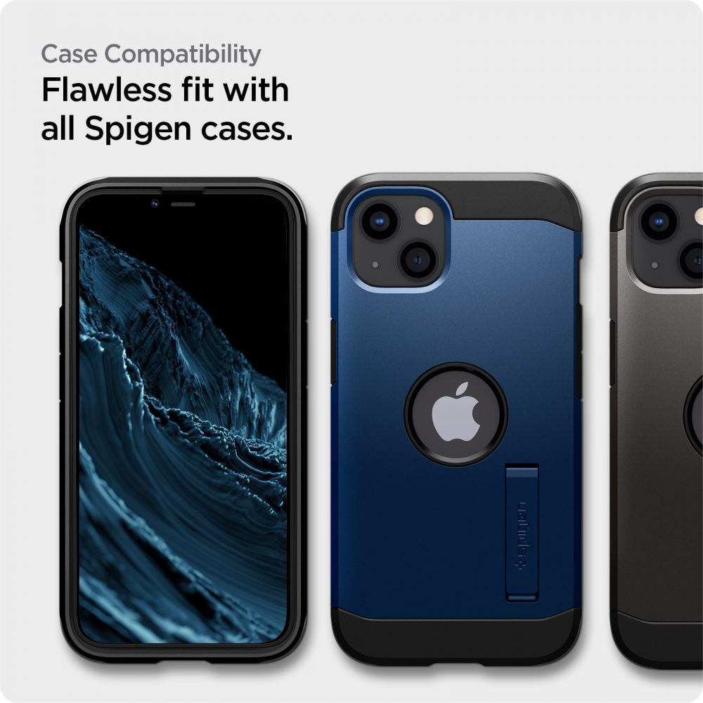 Skjermbeskyttelsesfolie Spigen GlastR Align Master for Apple iPhone 17e / 16e / 14 / 13 Pro, Herdet Glass, Full Lim, Svart AGL03725