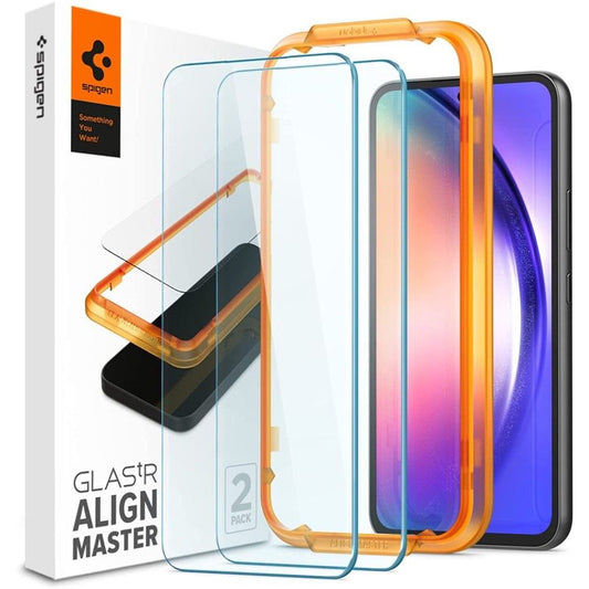 Skjermbeskyttelsesfilm Spigen GlastR Align Master for Samsung Galaxy A54 A546, Herdet glass, Full lim, Sett med 2 stk AGL05966